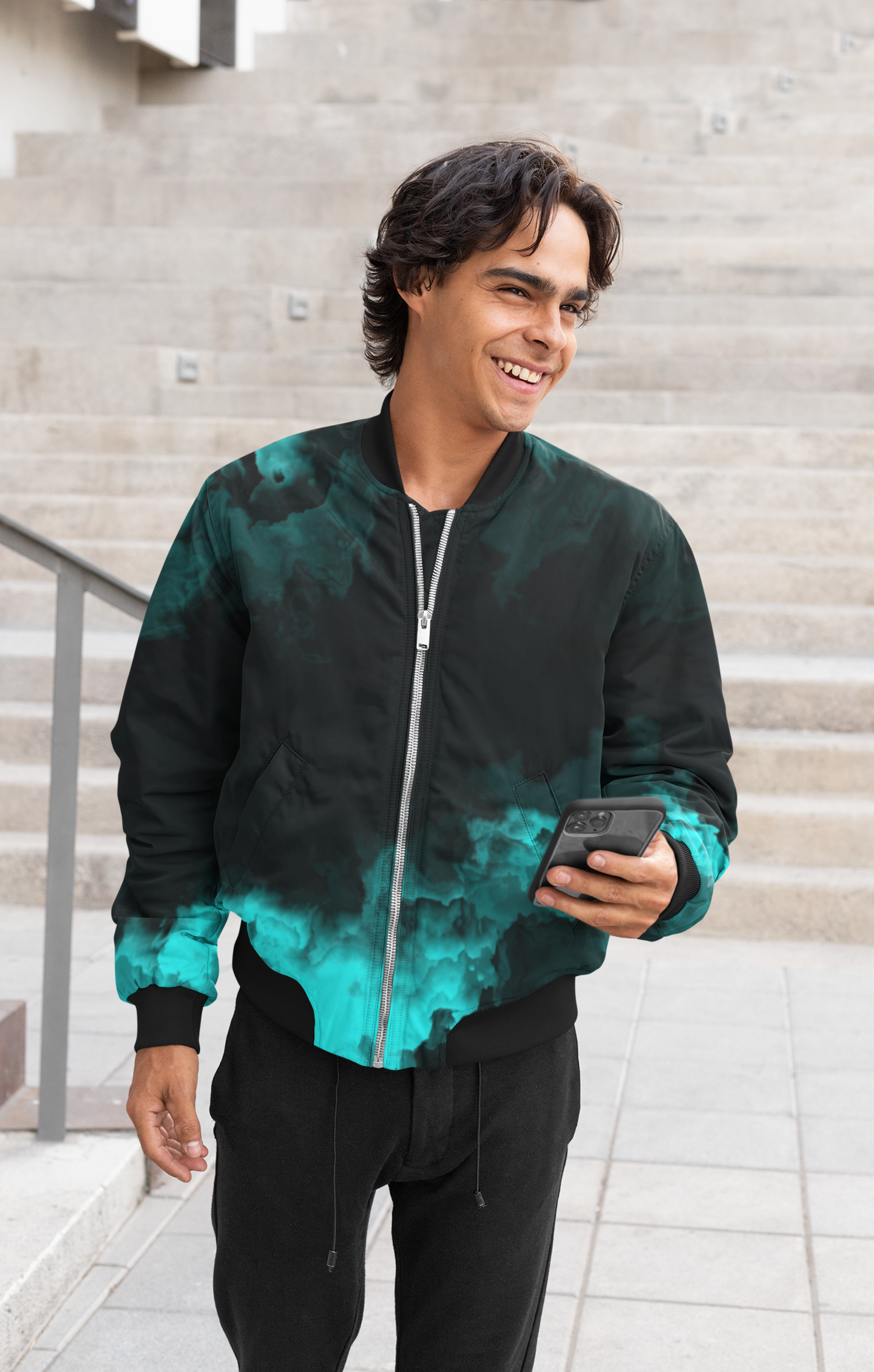 Blue Smoke Bomber Jacket - Men