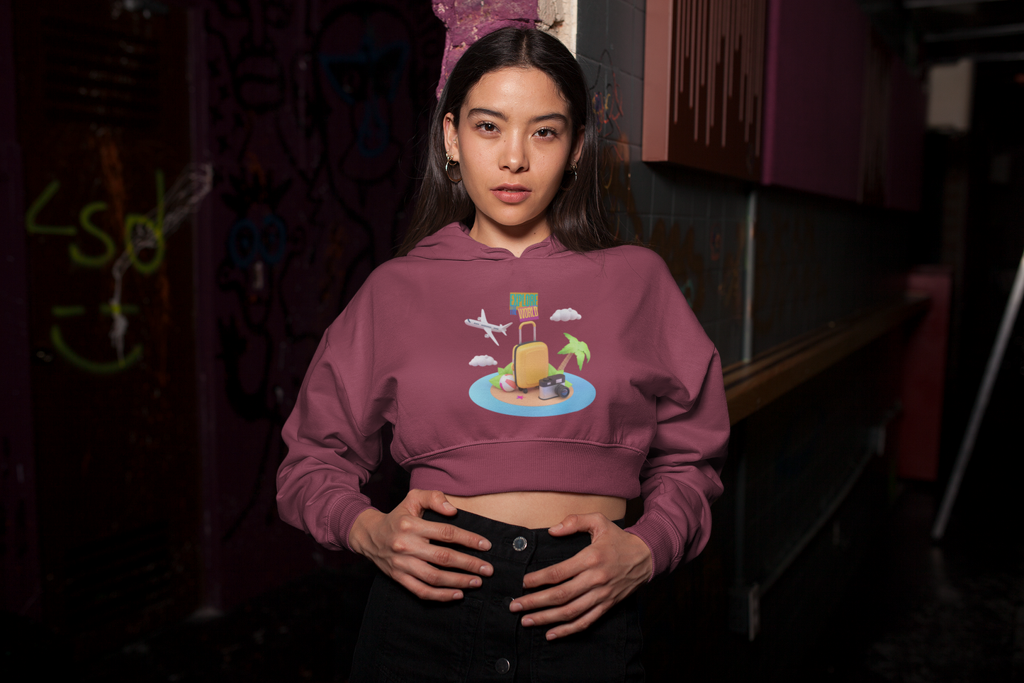 Crop Hoodies - Explore the World Women
