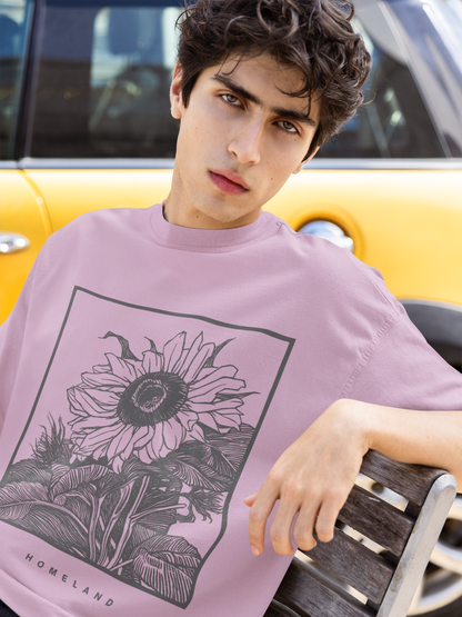 Aesthetic Pencil Drawing Sunflower - Oversized Tshirt